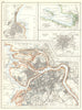 RUSSIA. St. Petersburg; Odessa; Kronstadt; Moscow 1897 old antique map chart