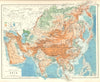 ASIA. The mountains, Table lands, Plains. & Valleys, of Asia 1897 old map