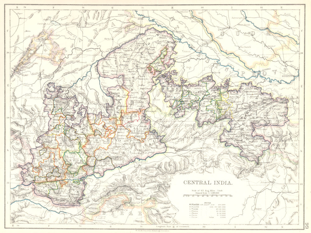 INDIA. Madhya Pradesh. Central India. Bhopal 1897 old antique map plan chart