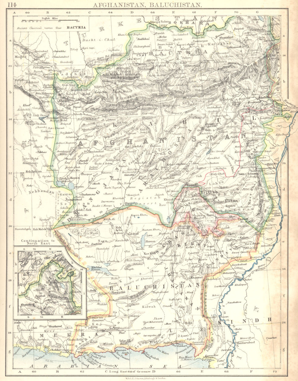 ASIA. Afghanistan Baluchistan Pakistan 1897 old antique vintage map plan chart