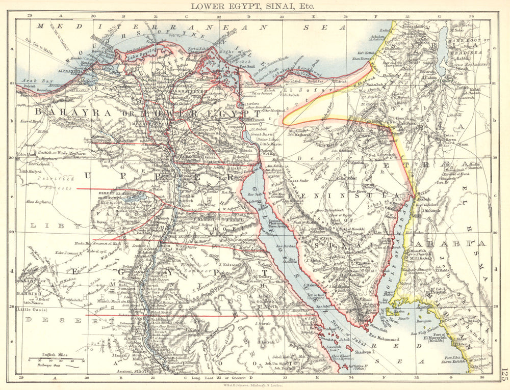EGYPT. Lower Egypt Sinai Bahayra Upper Egypt 1897 old antique map plan chart
