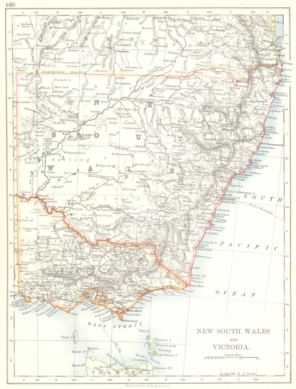 AUSTRALIA. New South Wales and Victoria 1897 old antique map plan chart
