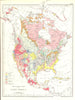 NORTH AMERICA. Geological map of North America 1897 old antique plan chart