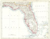 FLORIDA. Florida state map 1897 old antique vintage plan chart