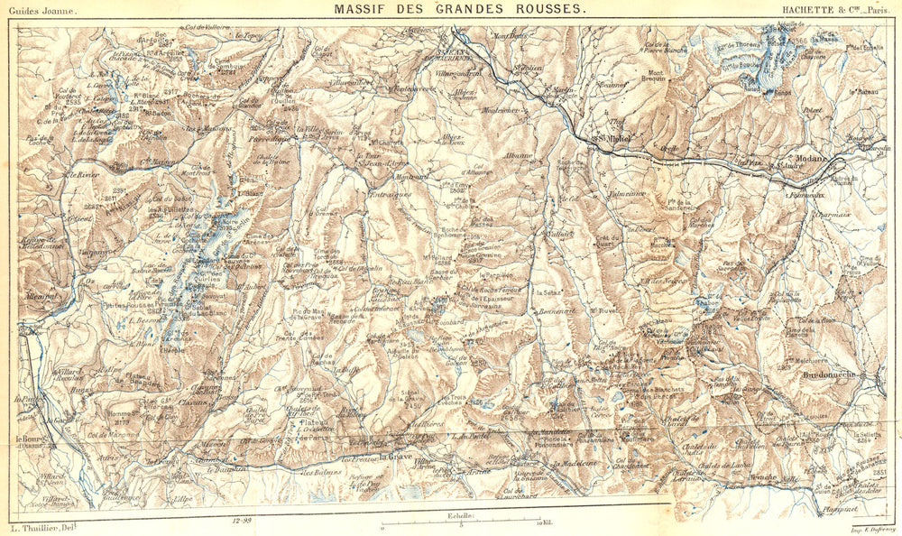 ISÈRE. Massif des grandes Rousses 1899 old antique vintage map plan chart