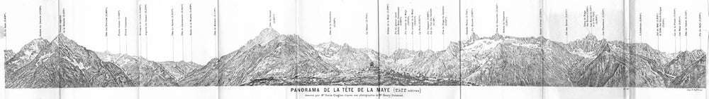 ISÈRE. Panorama de la Tête de la Maye (2522 mètres)  1899 old antique map