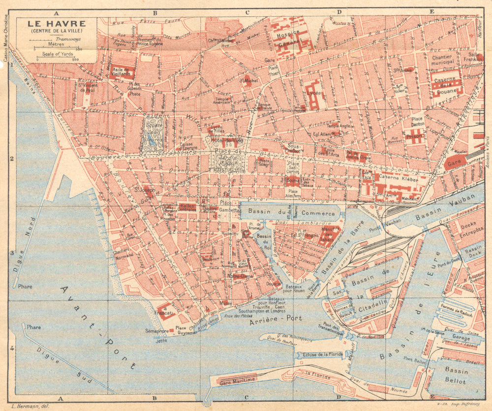 SEINE- MARITIME. Le Havre 1921 old antique vintage map plan chart
