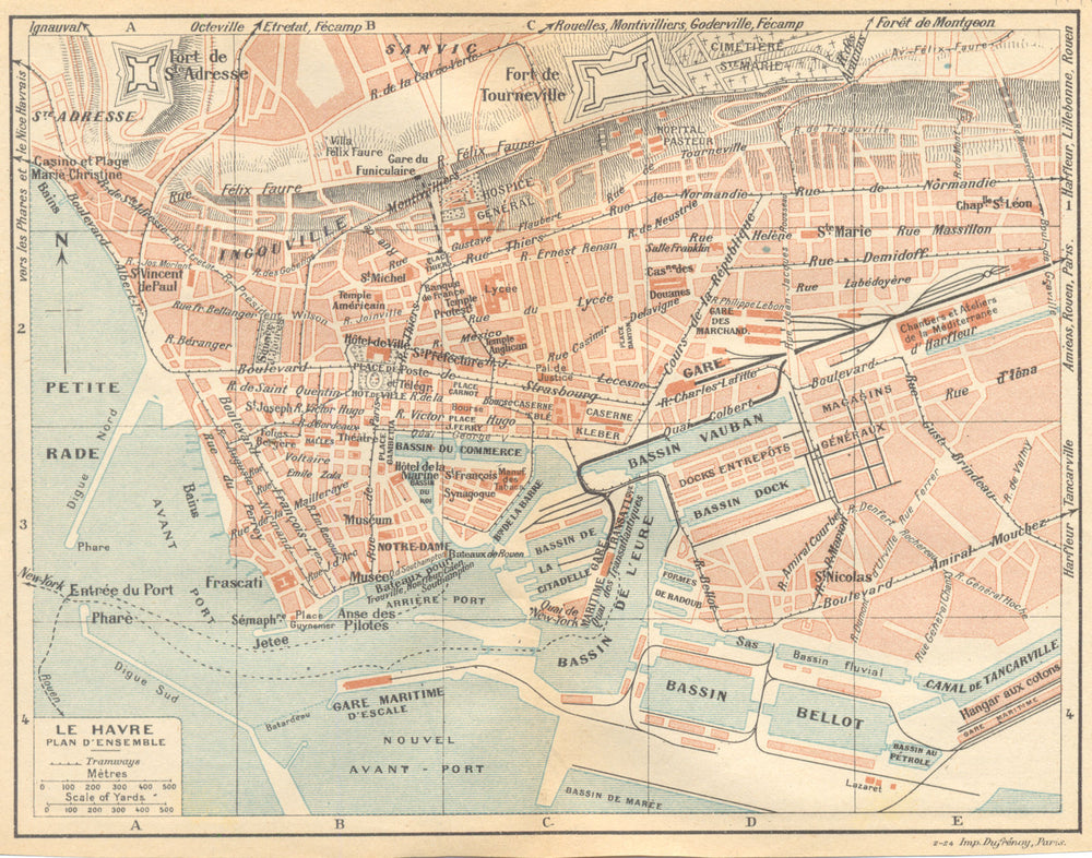 SEINE- MARITIME. Le Havre; Plan D'ensemble 1921 old antique map chart