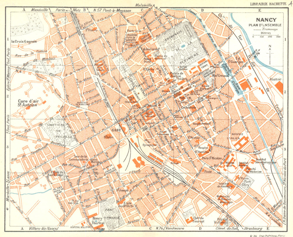 MEURTHE- ET- MOSELLE. Nancy Plan D'lnsemble 1939 old vintage map chart