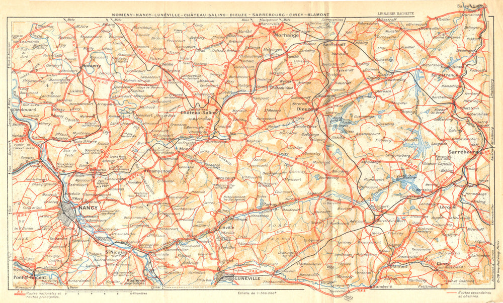 NANCY.Nomeny-Lunéville-Château-Salins-Dieuze-Sarrebourg-Cirey-Blamont 1939 map