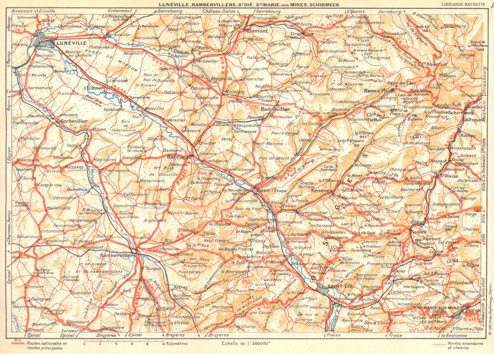 LUNÉVILLE. Rambervillers, Stdié, Ste Marie- Aux- Mines, Schirmeck 1939 old map