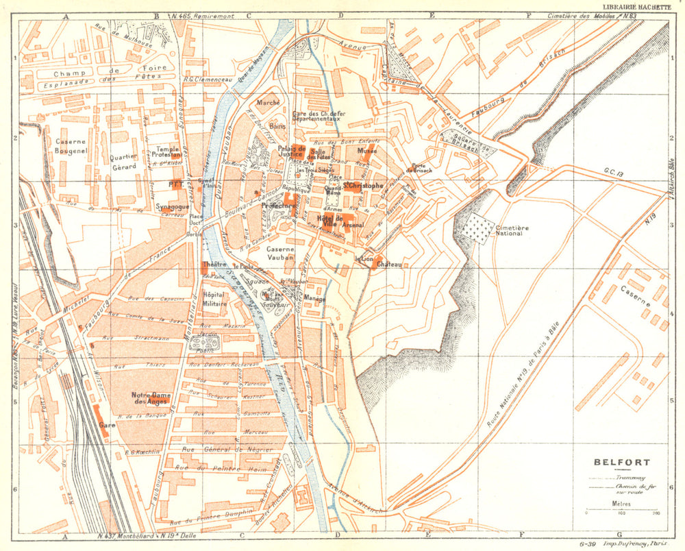 TERRITOIRE DE BELFORT. Belfort 1939 old vintage map plan chart