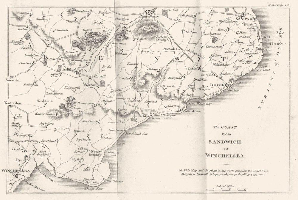 SUSSEX. The Coast from Sandwich to Winchelsea 1808 old antique map plan chart