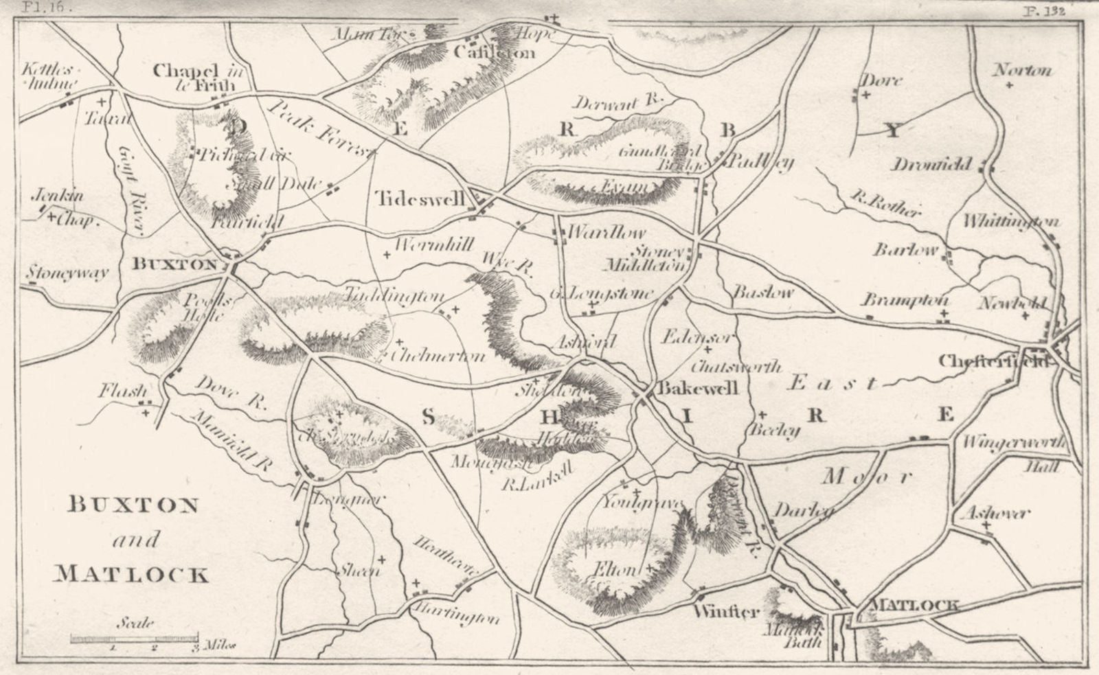 DERBYSHIRE. Buxton and Matlock 1808 old antique vintage map plan chart ...