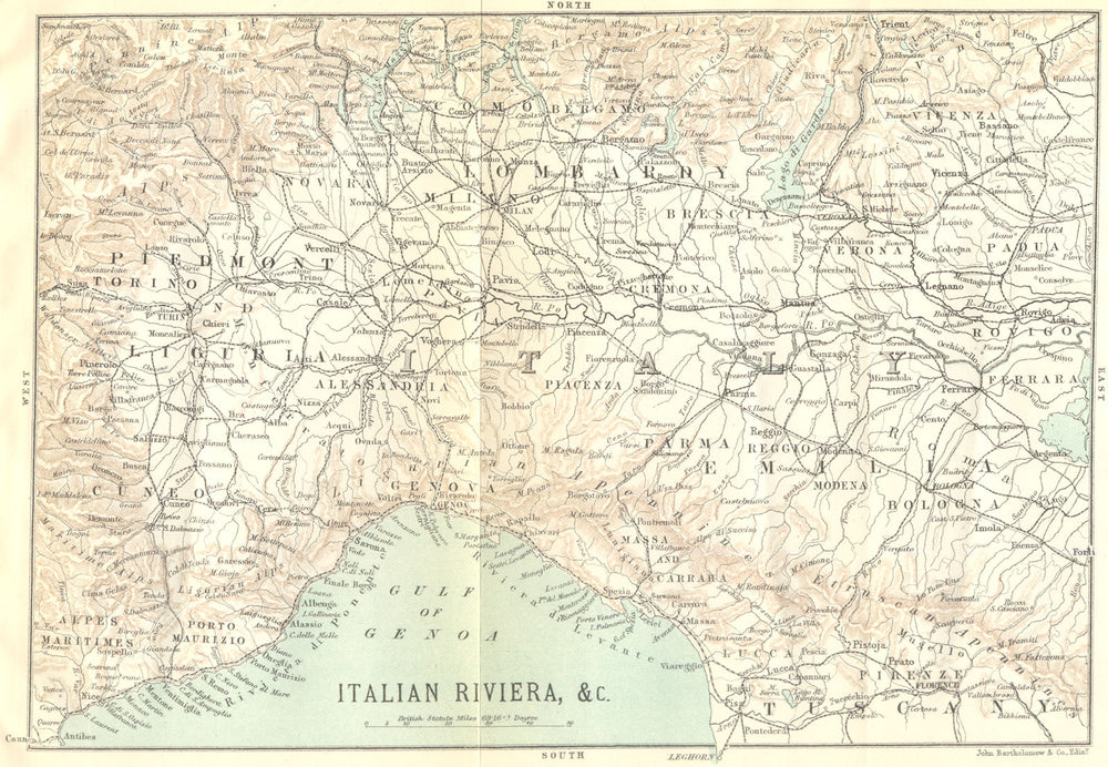 MAPS. Italian Riviera & C 1888 old antique vintage plan chart