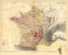 FRANCE. Carte Géologique de la France et nature du fond des Mers 1880 old map