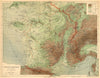 FRANCE. Carte Hypsométrique de la France; Inset map of Sardaigne 1880 old