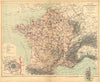 FRANCE.Départements villes principaux Cinaux Chemins de fer;area Paris 1880 map