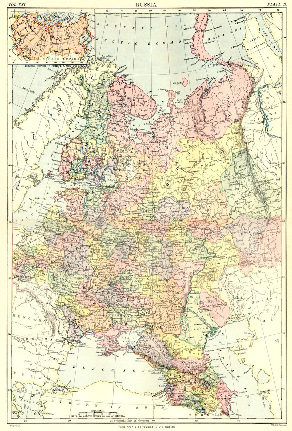 EUROPEAN RUSSIA. Ukraine Finland Georgia Caucasus Baltics. Britannica 1898 map