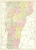 VERMONT. State map showing counties. Britannica 9th edition 1898 old