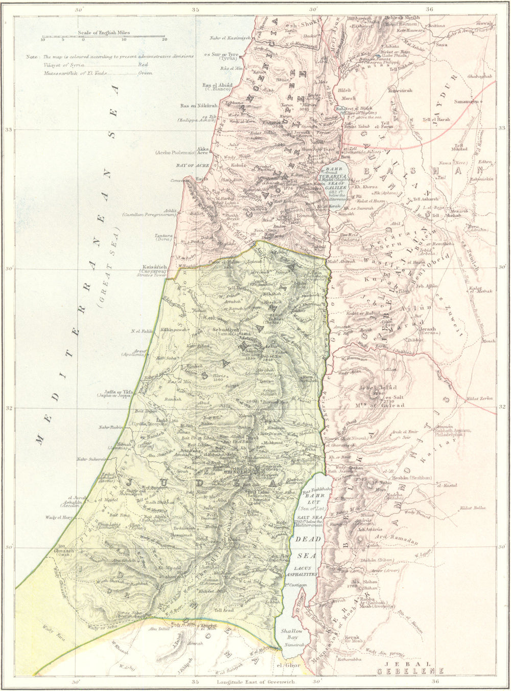 ISRAEL. Palestine. Samaria Judea Galilee. Britannica 9th edition 1898 old map