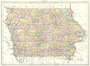 IOWA. State map showing counties. Britannica 9th edition 1898 old antique
