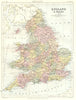 ENGLAND & WALES. in 1878, showing counties. Britannica 9th edition 1898 map