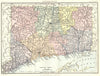 CONNECTICUT. State map showing counties. Britannica 9th edition 1898 old