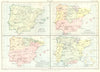 SPAIN. Hispania; 1200 11C 14C 15C; Italian Possessions of Aragon. 1898 old map