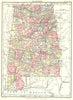 ALABAMA. Showing counties. Britannica 9th edition 1898 old antique map chart