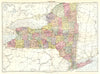NEW YORK. State map showing counties. Britannica 9th edition 1898 old