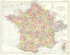FRANCE. departments departements; Inset Corsica. Britannica 9th edition 1898 map