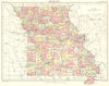 MISSOURI. State map showing counties. Britannica 9th edition 1898 old