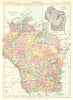 WISCONSIN. State map showing counties. Inset Geological. Britannica 9th ed. 1898