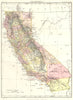 CALIFORNIA. State map showing counties. Britannica 9th edition 1898 old