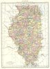 ILLINOIS. State map showing counties. Britannica 9th edition 1898 old