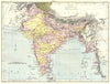 INDIA. Showing British, Native & Independent states. Britannica 9th edi 1898 map