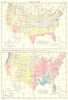 USA. Mean annual temperature chart; rainfall. Britannica 9th edition 1898 map