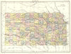 KANSAS. State map showing counties. Britannica 9th edition 1898 old