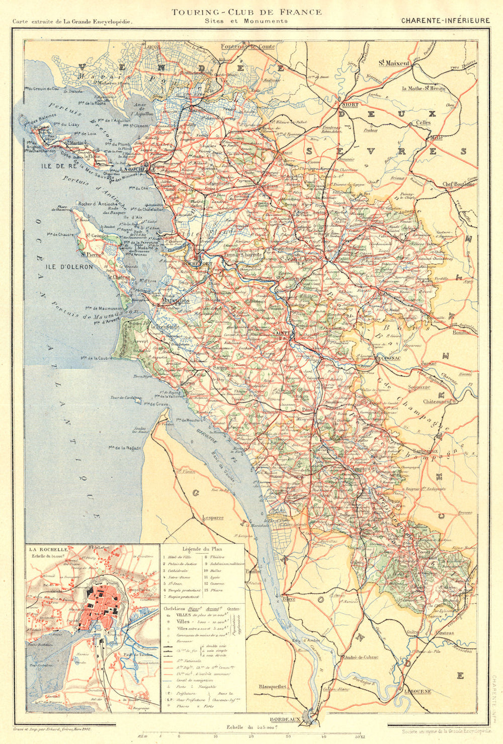 CHARENTE-MARITIME. Département. Inset city town map plan of La Rochelle 1904