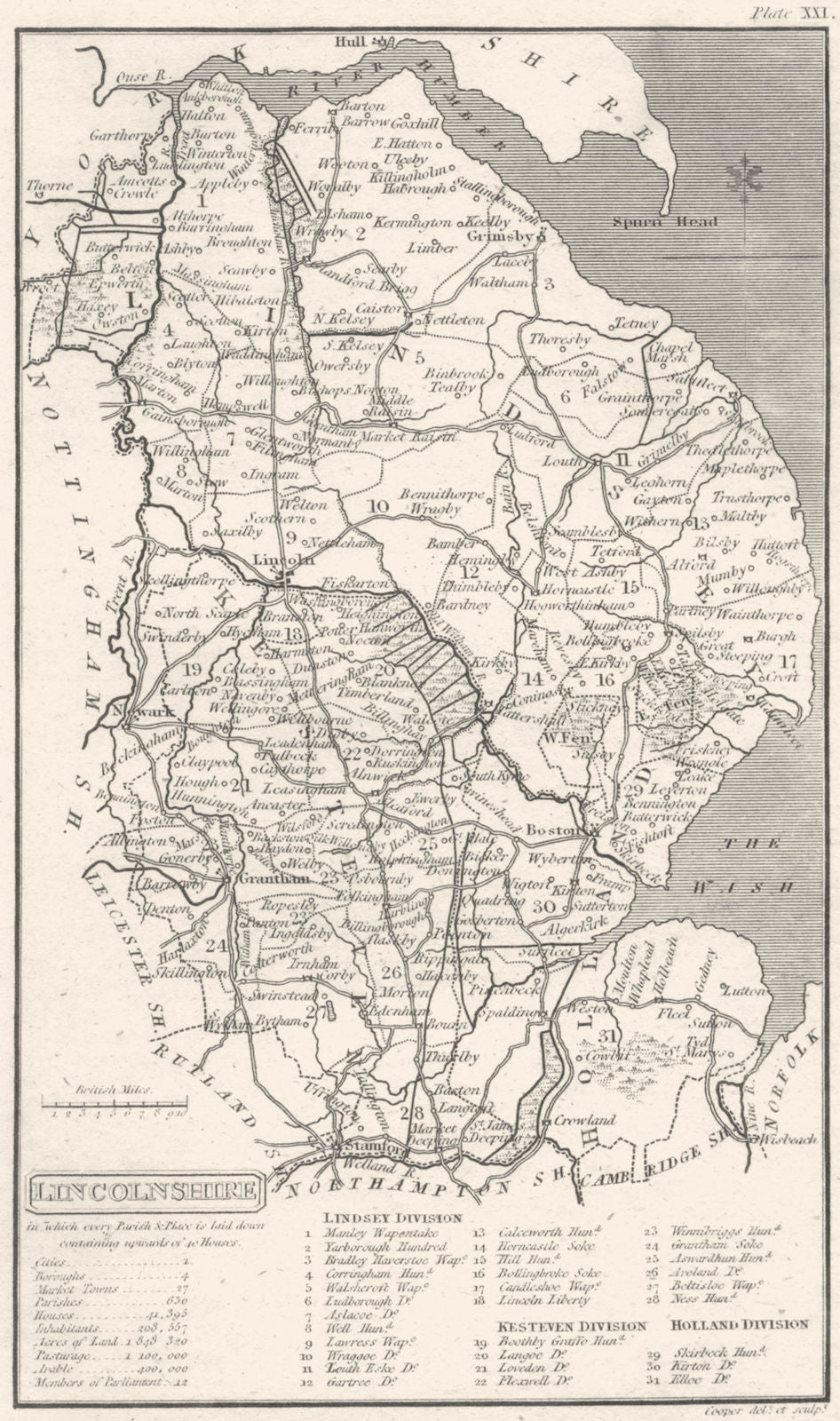 LINCOLNSHIRE. Capper. Not that common.  1808 old antique map plan chart
