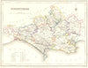 DORSET. Lewis. Original outline colour. Dorsetshire 1845 old antique map chart