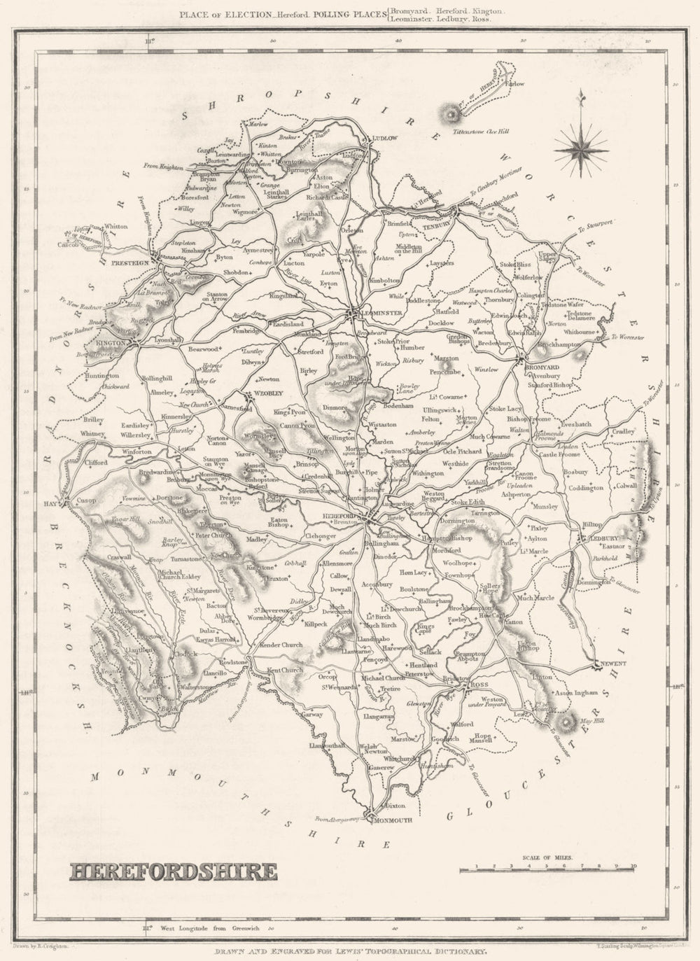 HEREFORDSHIRE. Hereford. Lewis 1831 old antique vintage map plan chart