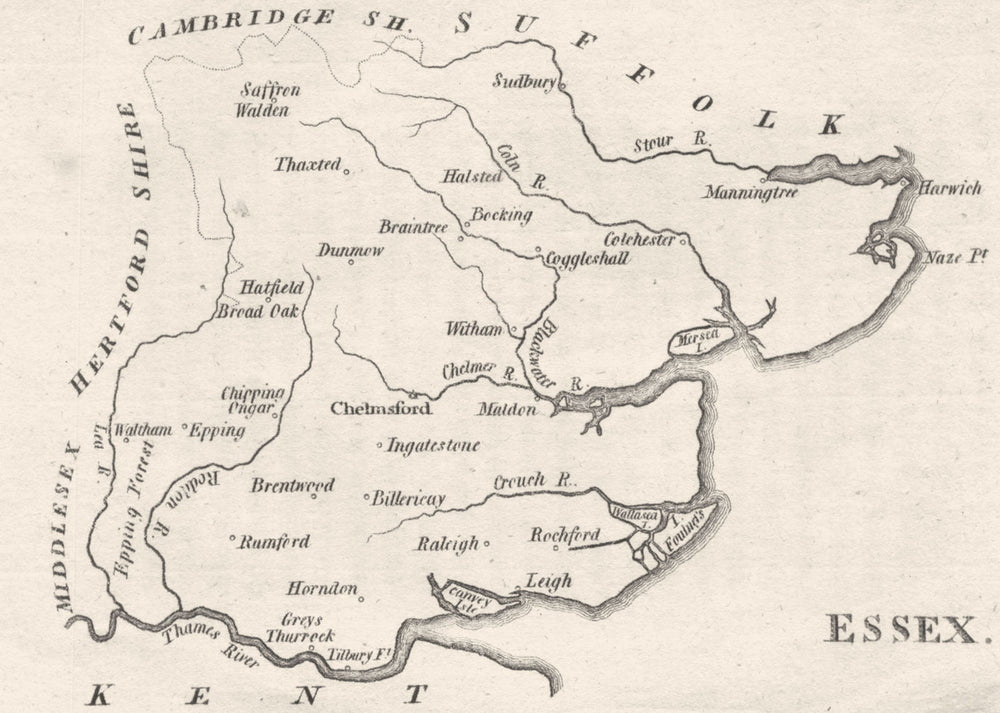 ESSEX. Aikin. Fairly scarce small county map. (5th Edition)  1803 old