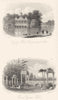 SURREY. Virginia Water Fishing Temple & Lake; Ruins Virginia Water 1852 print