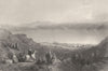 ISRAEL. Palestine. The Lake of Tiberias. (Bartlett) 1847 old antique print