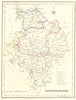 HUNTINGDONSHIRE. Hunts. Lewis. Original Outline Colouring 1849 old antique map