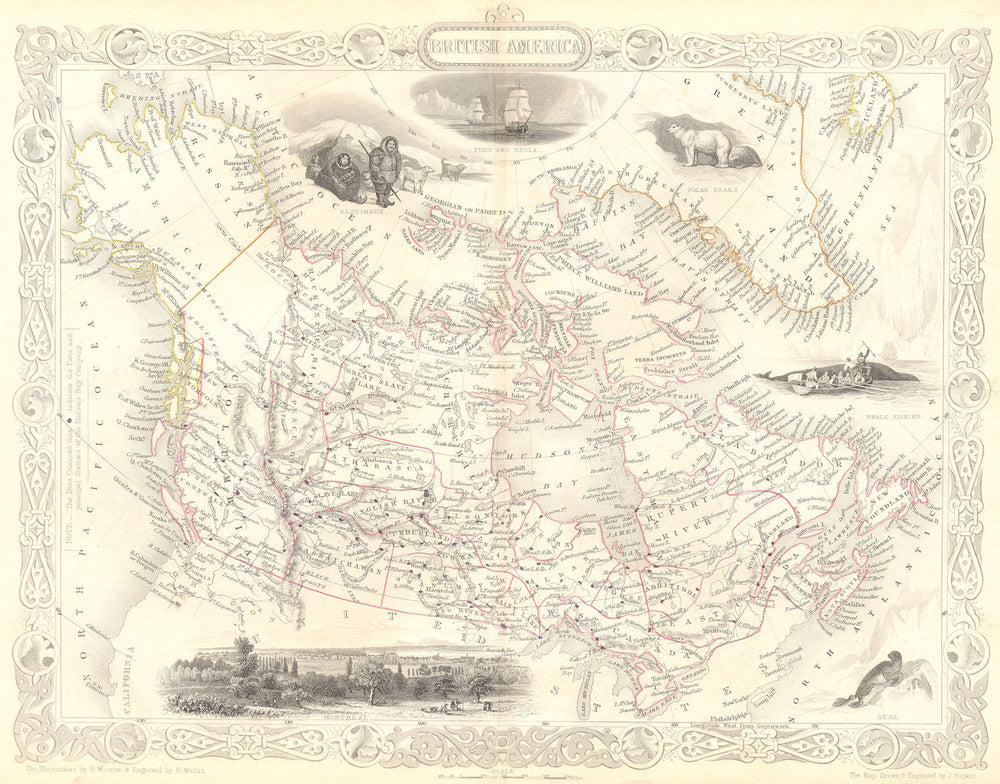 CANADA.British America.Tallis.Shows Hudson's Bay Company Forts/stations 1853 map