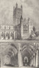GLOUCESTERSHIRE. Glos Gloucester cathedral. / 2 1845 old antique print picture