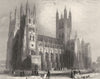 KENT. Canterbury Cathedral South West View 1836 old antique print picture